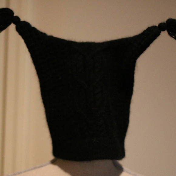 Blue or Black Rabbit fur Crochet Knit Hat tassled - Picture 2 of 2